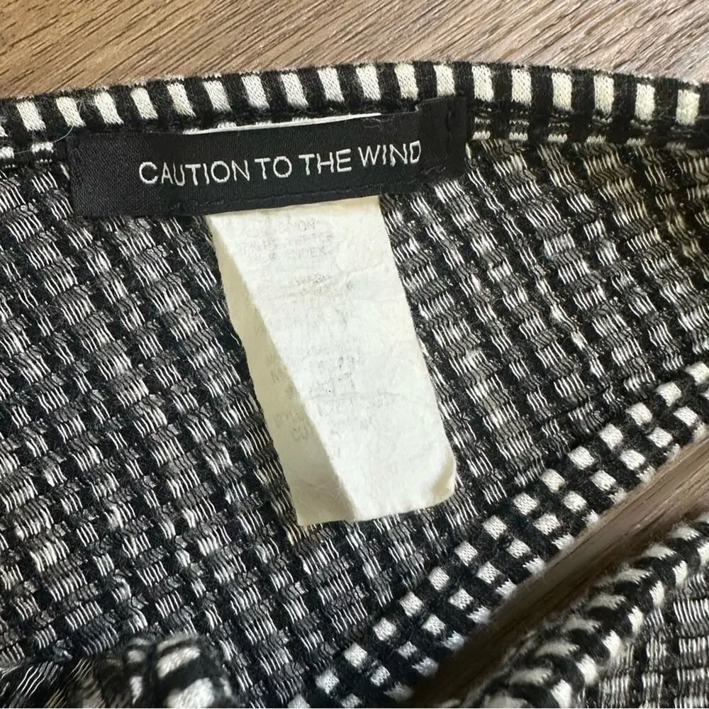 Caution to the Wind Jumper, Black, White, Cutouts, Wrap, Stretch, Checkered, S